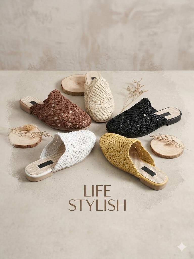 Mules Flat Burlap Elegant SB-705