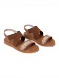 sandals Leather flat with elastic strap SF-61