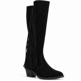 Long Boot Suede Mid heel With and long side fringes LB-59