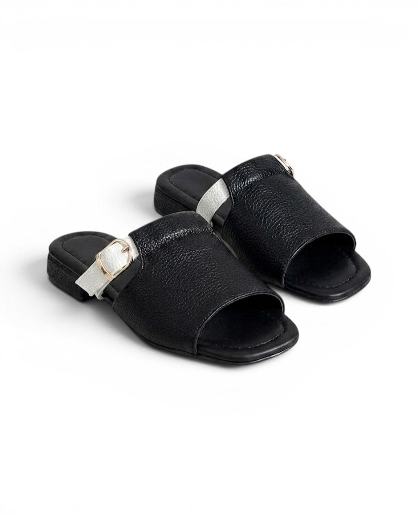 Slippers Leather Elegant With Buckle - SL-218