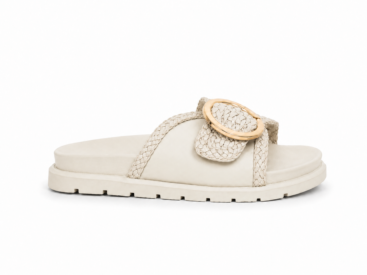 Flat leather slippers With a braided design SL-236