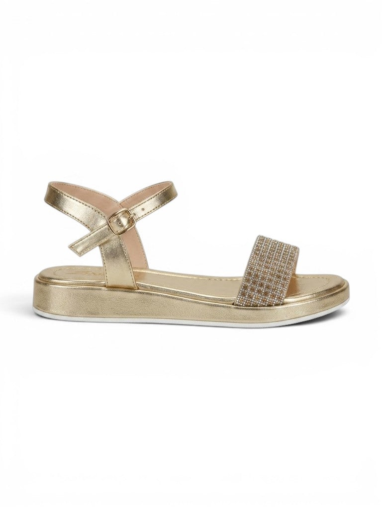 sandals Flat leather with diamond strap SF-60