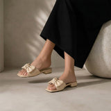 Slipper Flat Leather With Bow SL-229