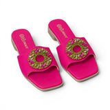 slippers satin flat With a round, studded accessory SL-233