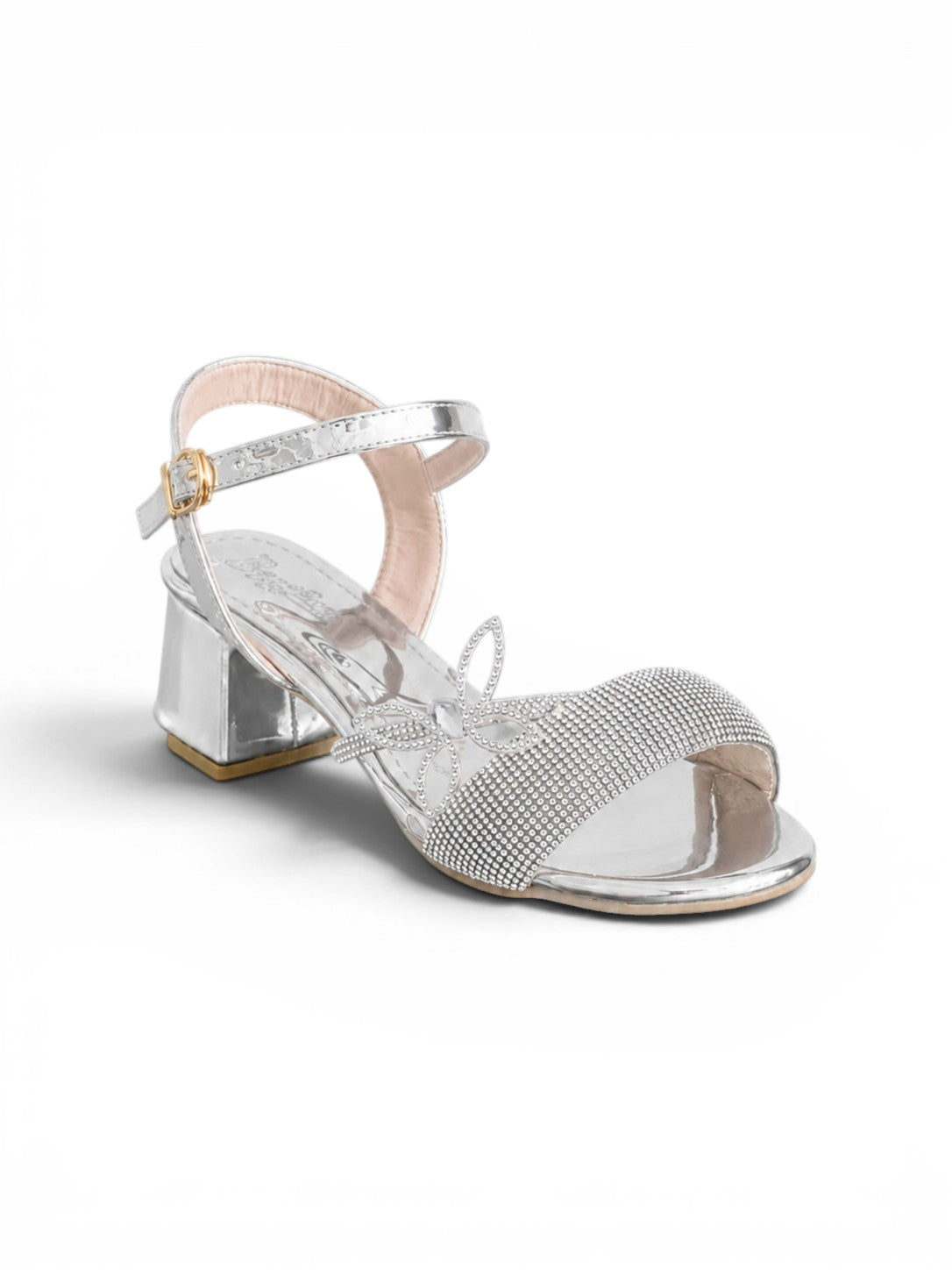 sandal heeled leather Shiny with butterfly SN-818