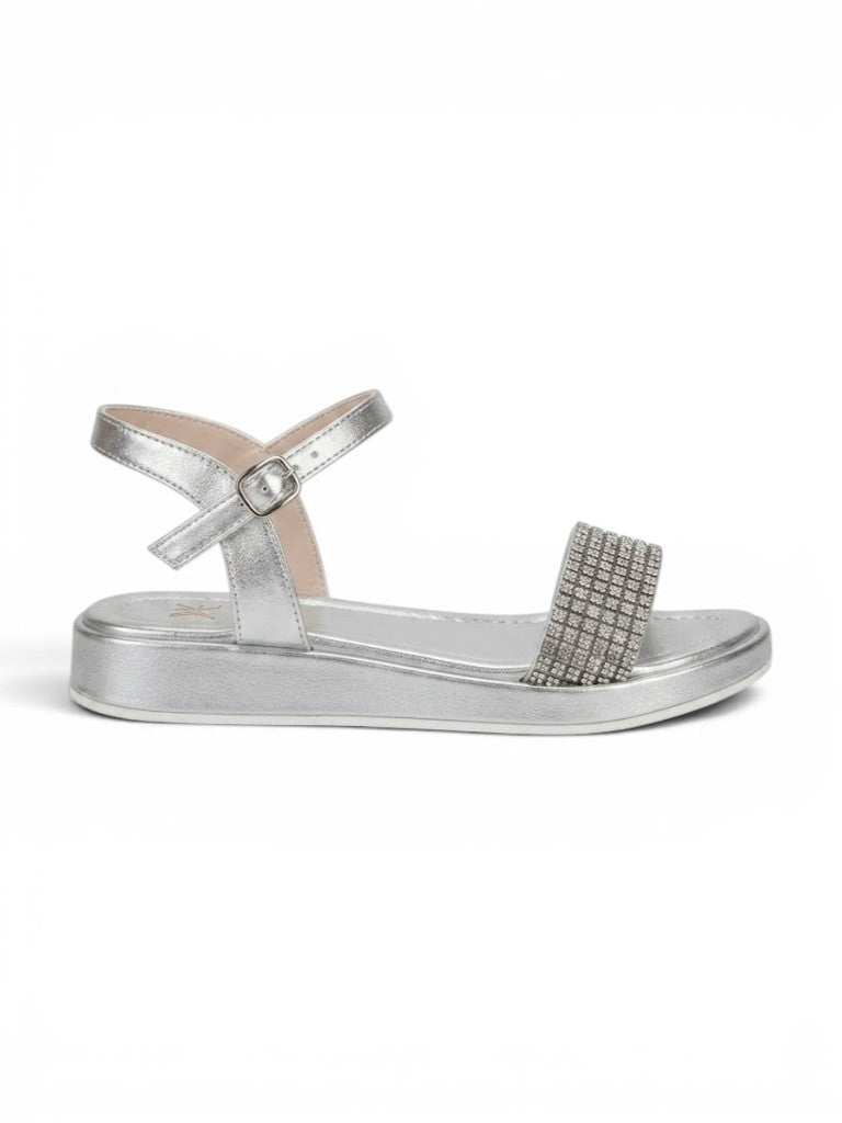 sandals Flat leather with diamond strap SF-60