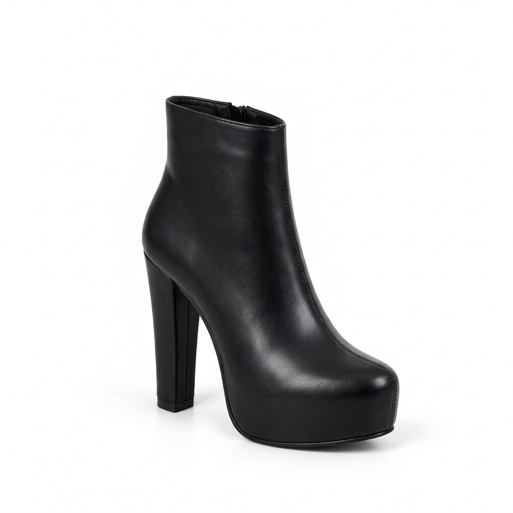 Boot High Heels Leather With a Zipper R-24