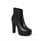 Boot High Heels Leather With a Zipper R-24