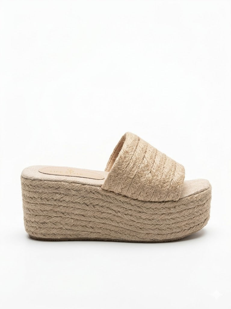 Slipper Wedge Burlap S-16