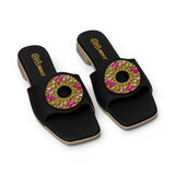 slippers satin flat With a round, studded accessory SL-233