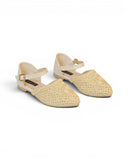 Sandals Flat Burlap And Leather With Buckle SF-59