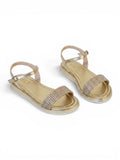 sandals Flat leather with diamond strap SF-60