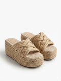 Slipper Wedge Burlap Elegant S-26