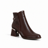 Ankle Boot Mid Heel Leather Distinctive design R-29