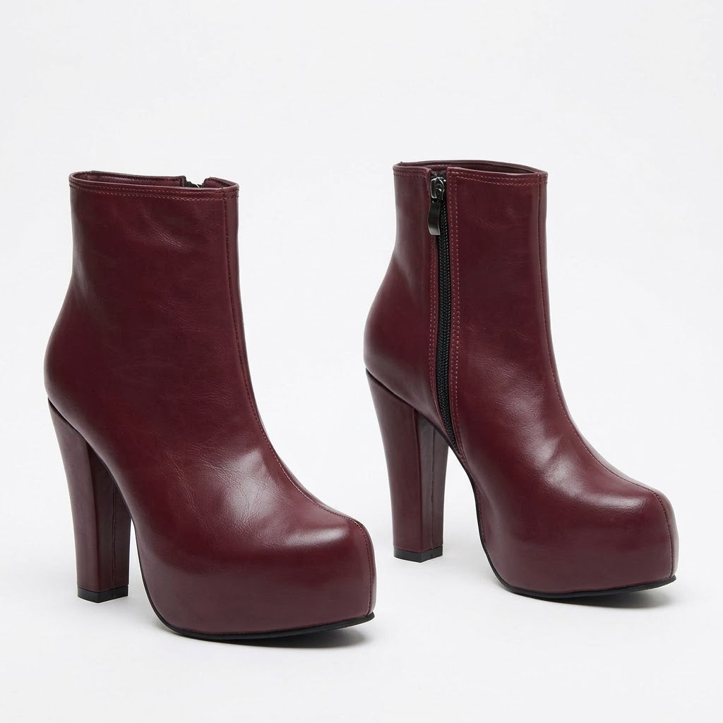 Boot High Heels Leather With a Zipper R-24
