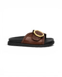 Flat leather slippers With a braided design SL-236
