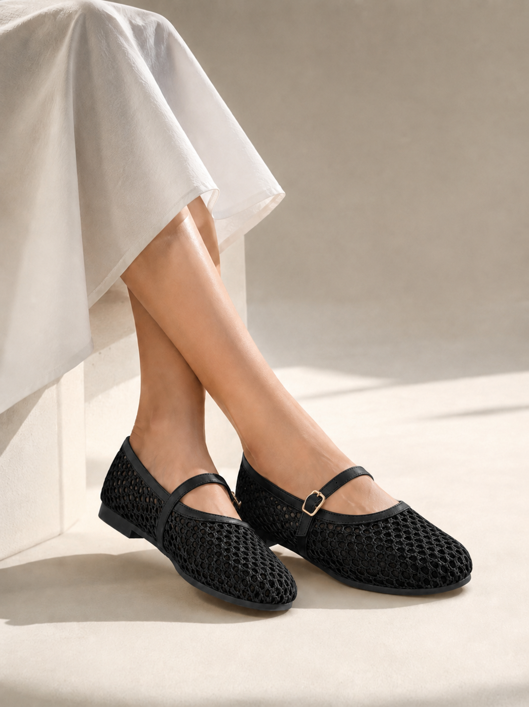 Ballerina flat Leather mesh BF-812