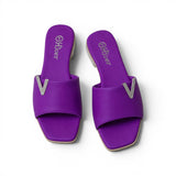 slippers satin flat With a shiny V-shaped embellishment SL-234