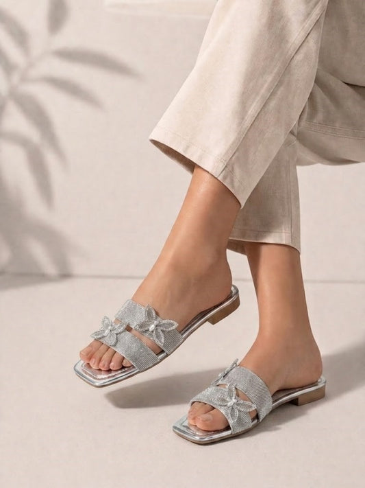 Slipper Flat Diamond With Butterflys SL-223