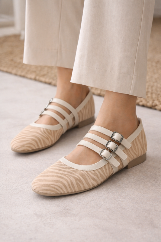 Ballerina Flat Fabric With Buckles BF-807