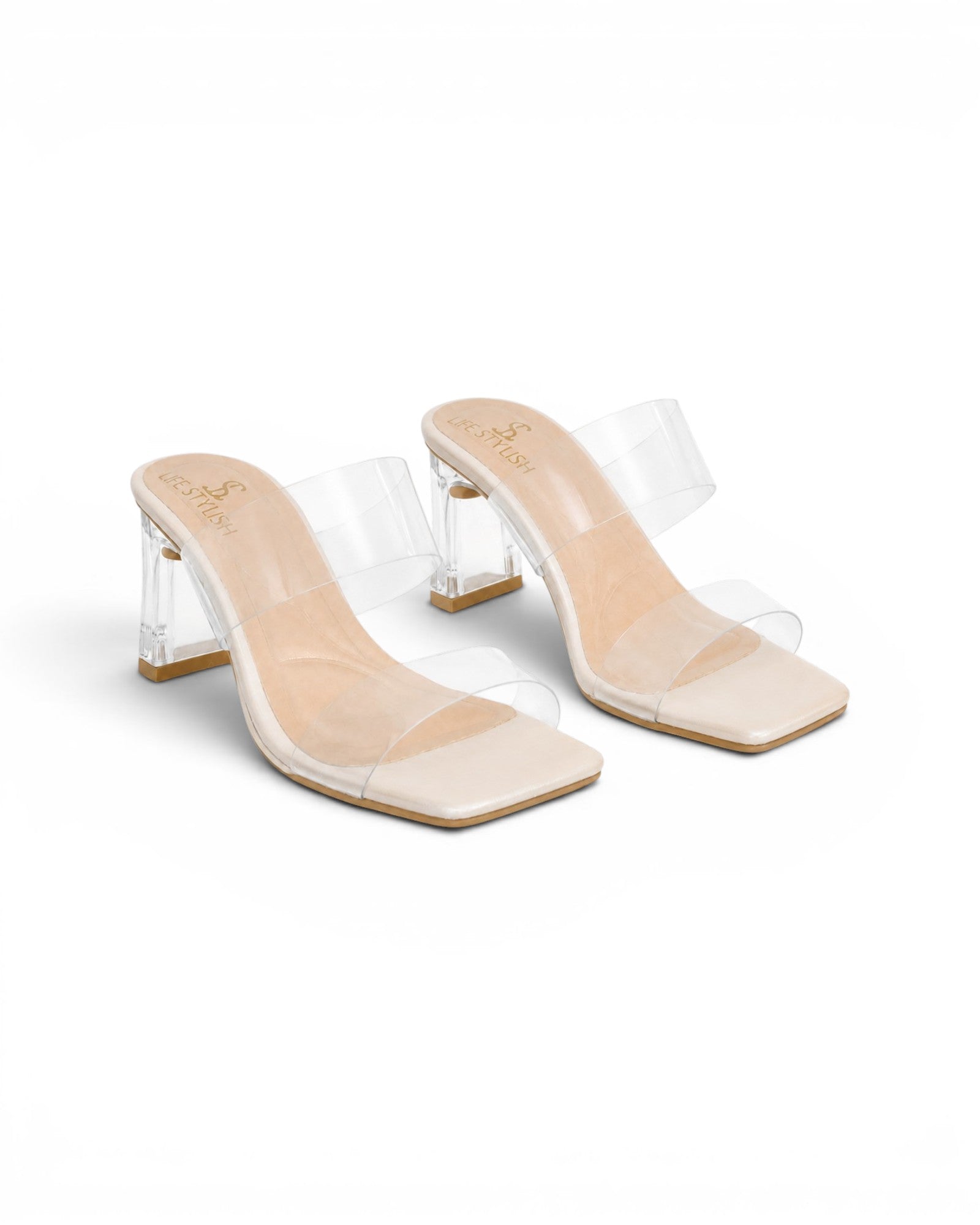 Slipper Heels Transparent With Leather Elegant X-16