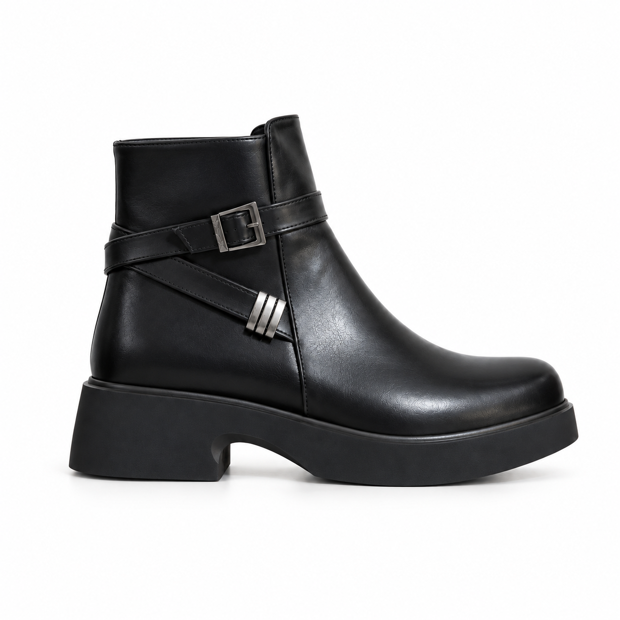 Women’s Ankle Boots Leather with Chunky Heel G-65
