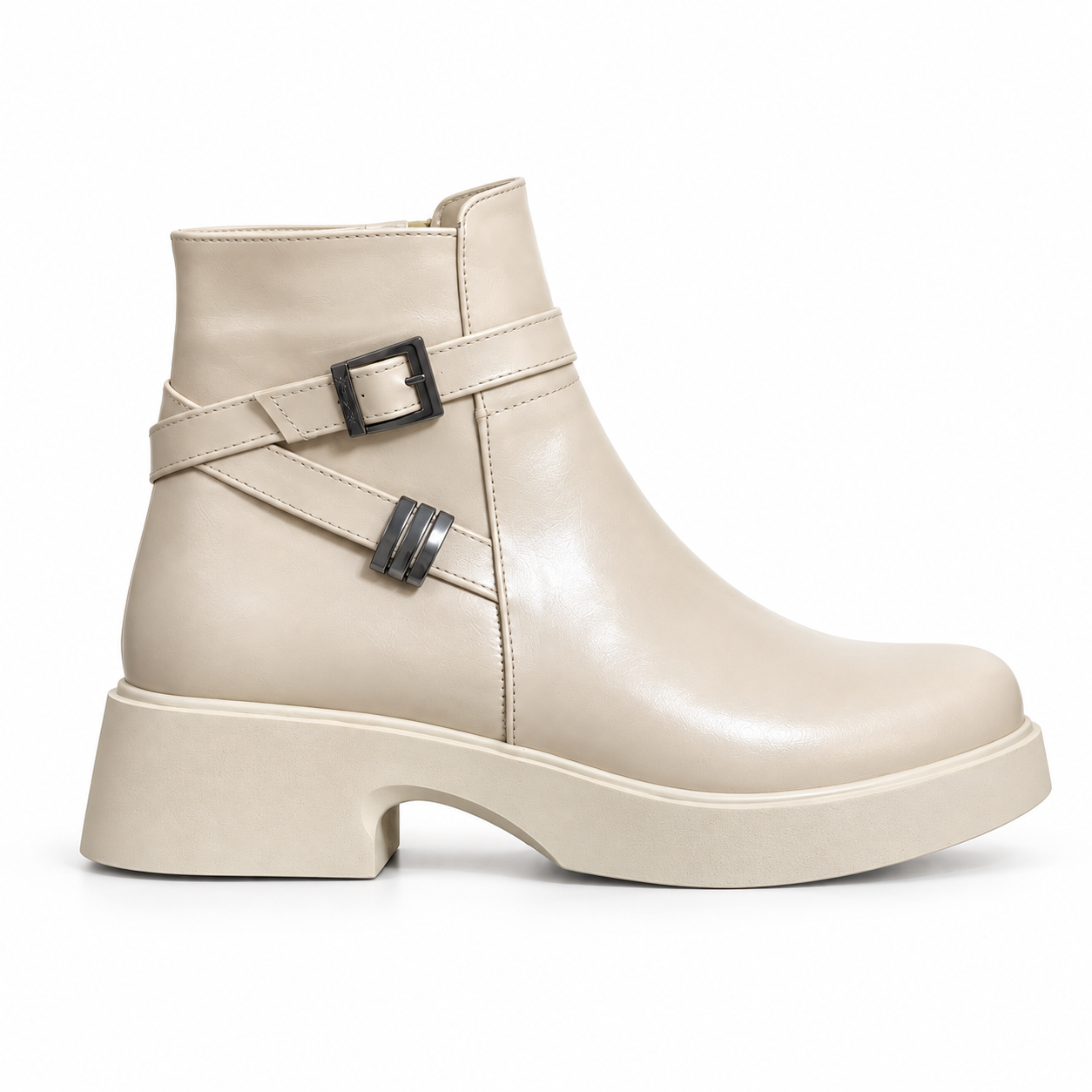 Women’s Ankle Boots Leather with Chunky Heel G-65