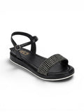 sandals Flat leather with diamond strap SF-60
