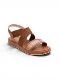 sandals Leather flat with elastic strap SF-61