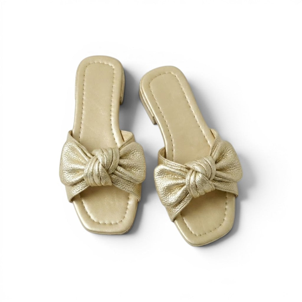 Slipper Flat Leather With Bow SL-229
