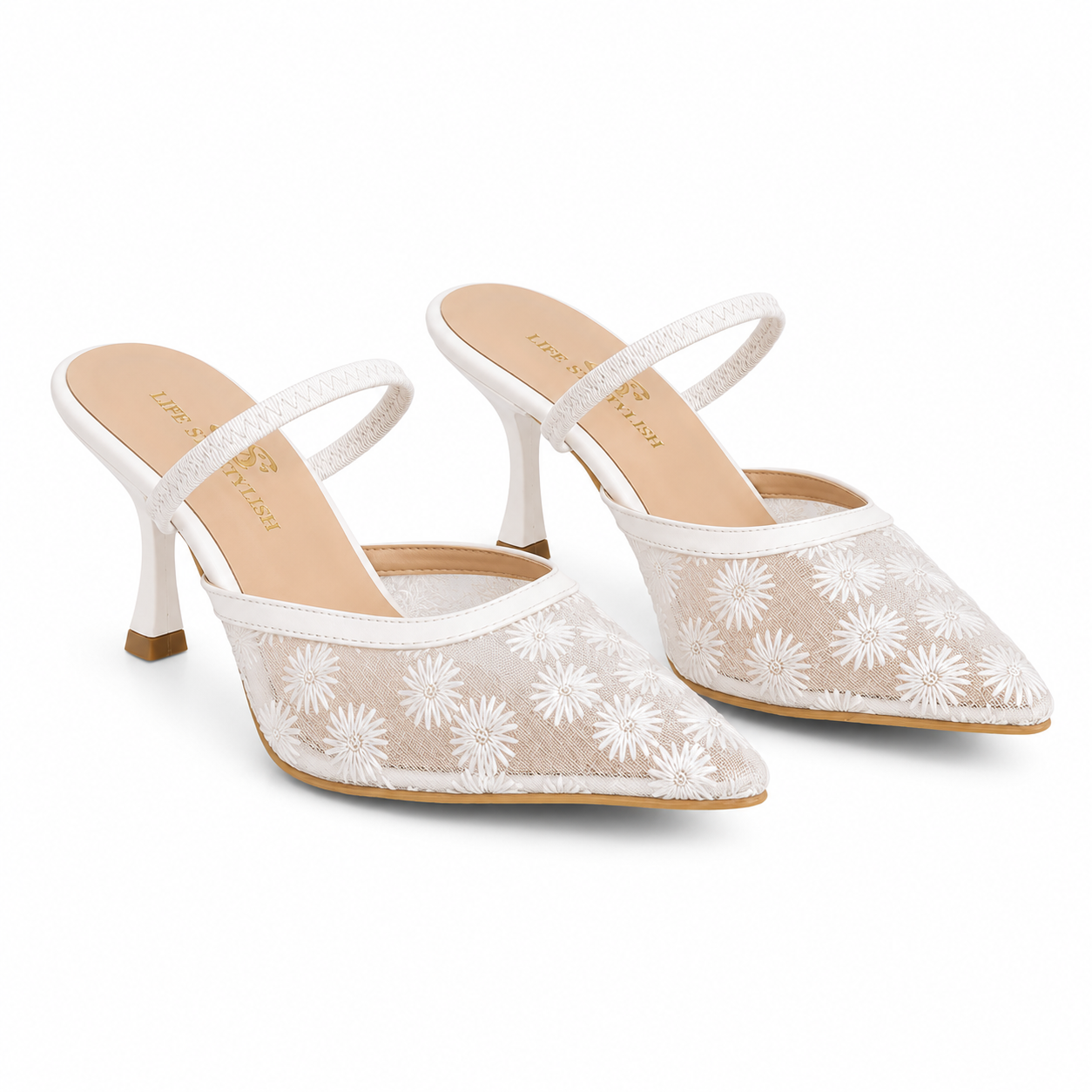 Shoes Heels Dentelle With Print Flower F-625
