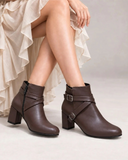Ankle Boot Heels Leather With Accessories R-21