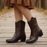 Long Boot Heels Leather Stylish LB-36
