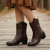 Long Boot Heels Leather Stylish LB-36
