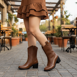 Long Boot Heels Leather Stylish LB-36