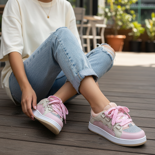 sneakers flat Leather with a unique design KO-107