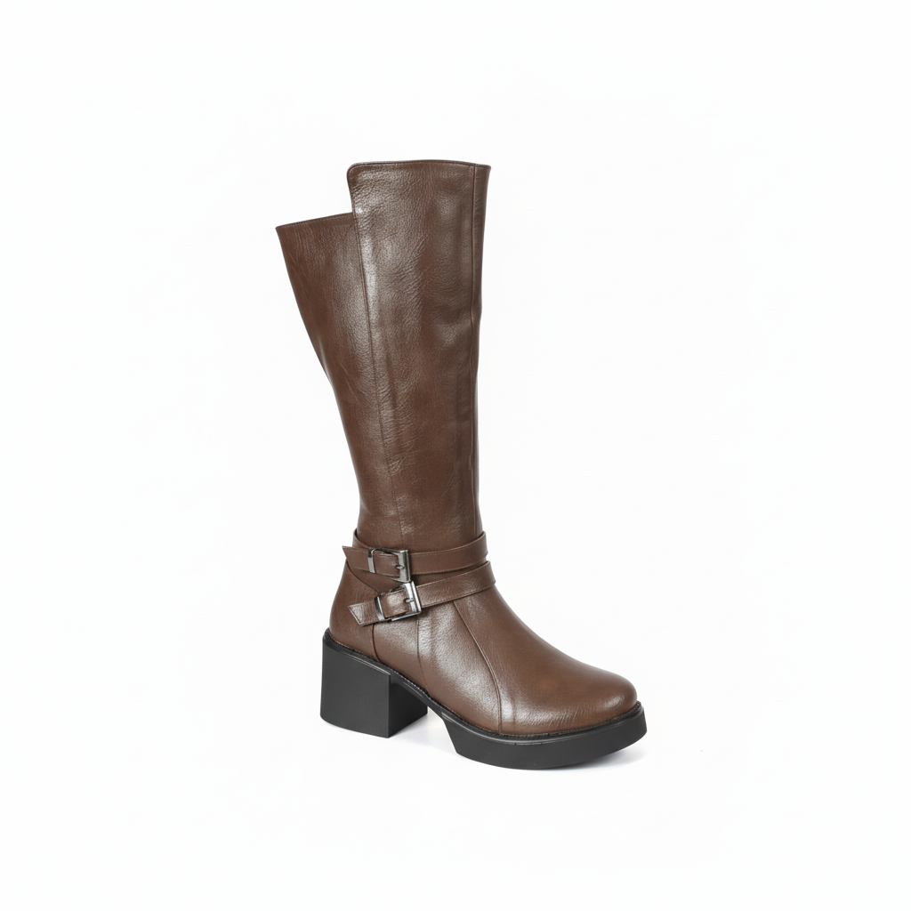 Long Boot Mid Heels Leather Elegant LB-40