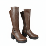 Long Boot Mid Heels Leather Elegant LB-40