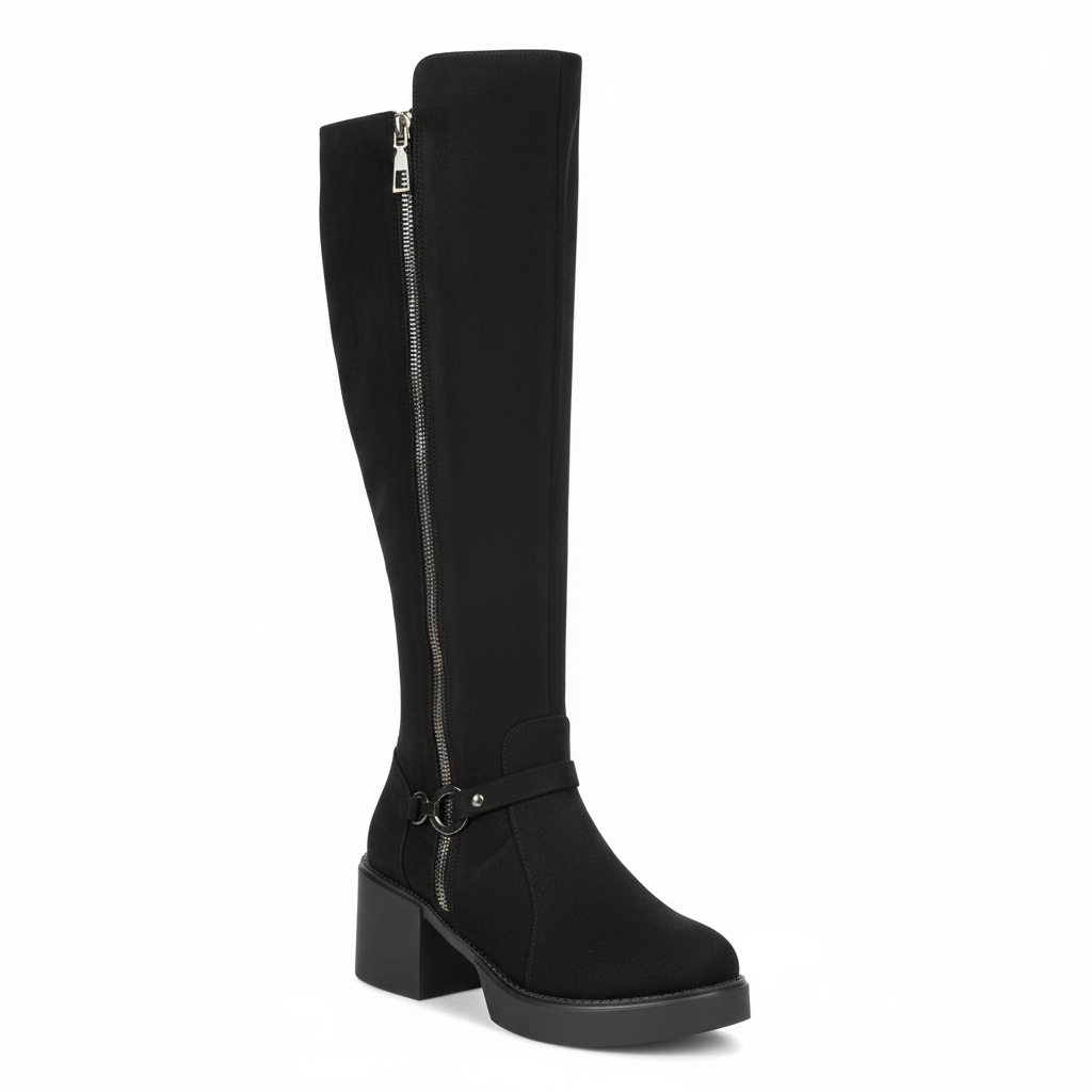 Long Boot Mid Heels Suede Elegant LB-42