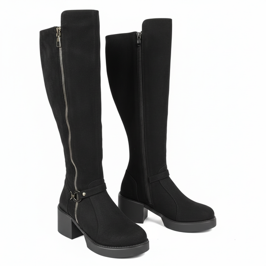 Long Boot Mid Heels Suede Elegant LB-42