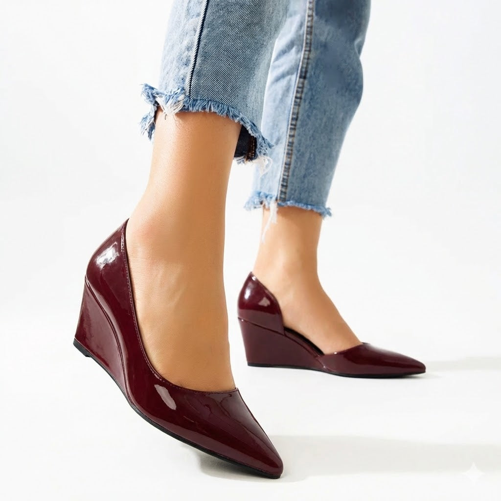 Shoes Wedge  Leather Glossy W-320