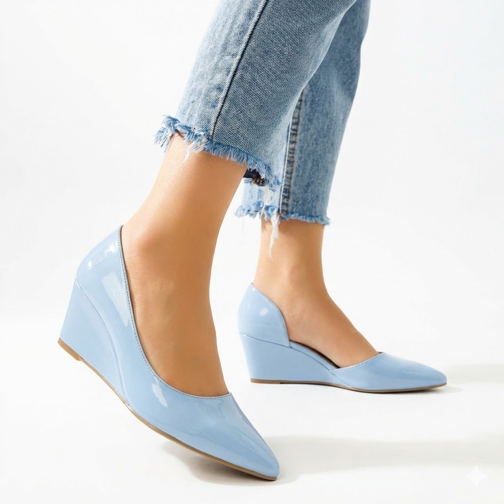 Shoes Wedge  Leather Glossy W-320