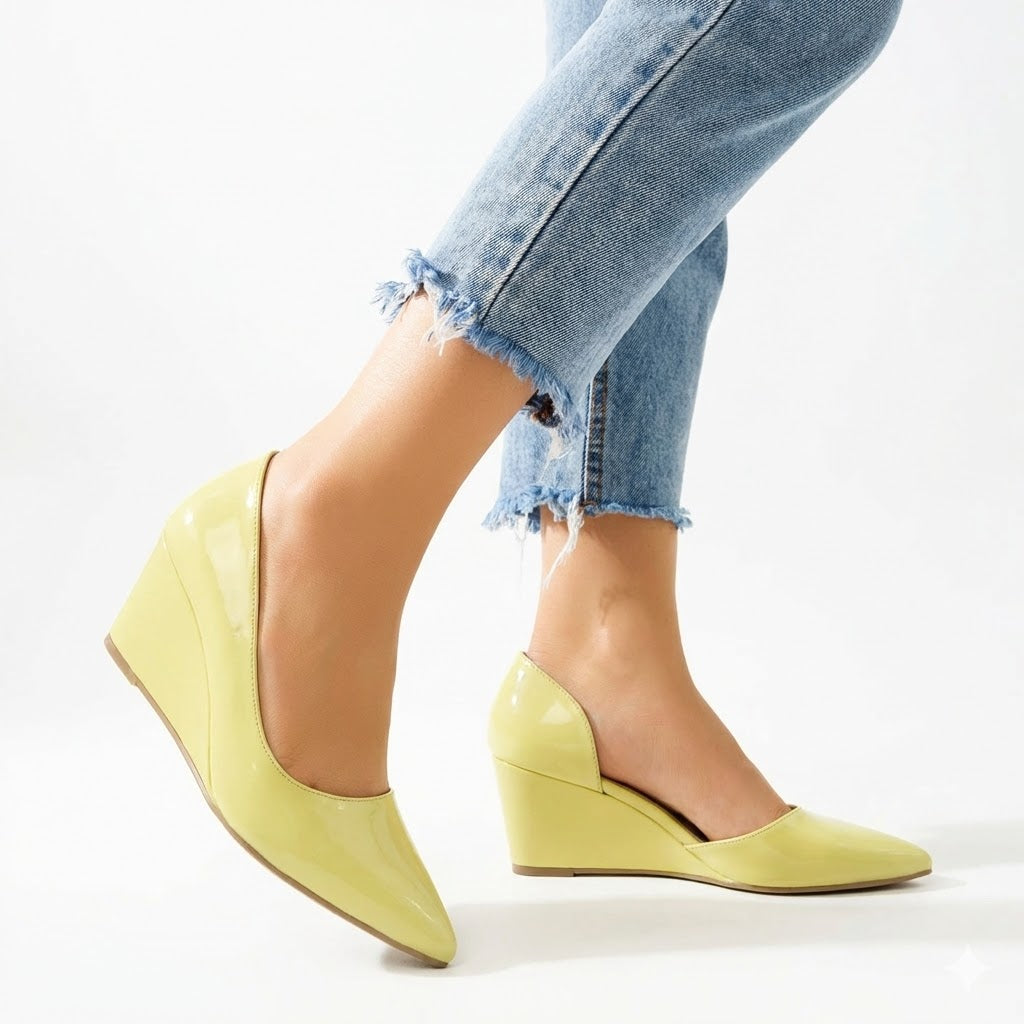 Shoes Wedge  Leather Glossy W-320