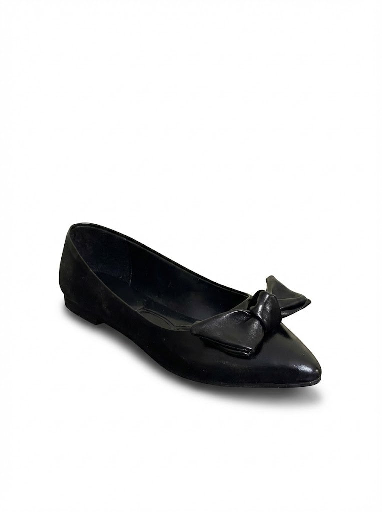 Ballerina Flat Leather Glossy With Bow BN-513