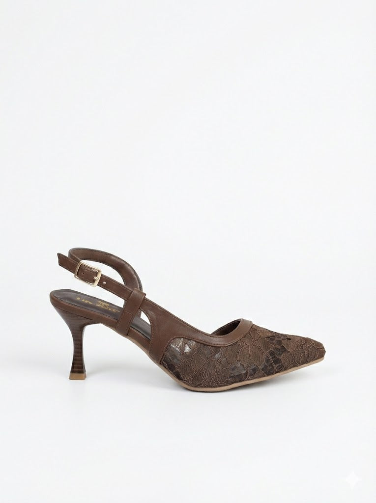 Shoes Heels Dentelle With Buckle F-611