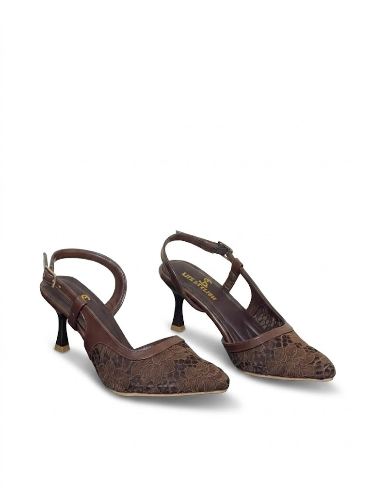 Shoes Heels Dentelle With Buckle F-611