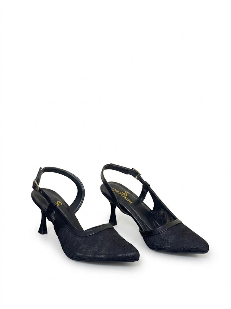 Shoes Heels Dentelle With Buckle F-611