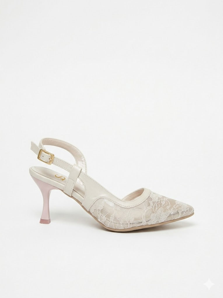 Shoes Heels Dentelle With Buckle F-611