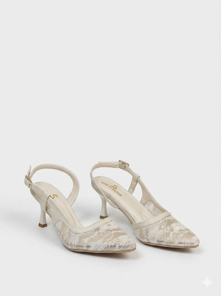 Shoes Heels Dentelle With Buckle F-611