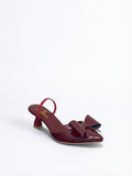 Shoes Heels Leather With Elastic And Bow F-610
